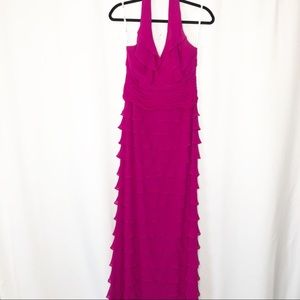 Tadashi size 6 pink gown long tiered ruffles